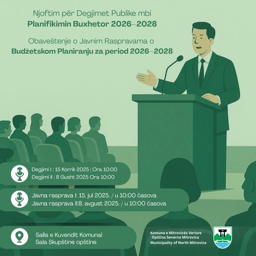 Njoftim për Degjimet Publike mbi Planifikimin Buxhetor 2026–2028: Ftohen qytetarët të kontribuojnë!